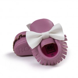 Lilac and White Moccasins with Bow