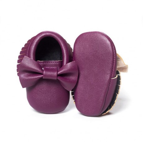 Plum Moccasins with Bow