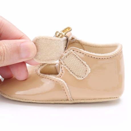 Velcro Moccasins with Bow - Beige