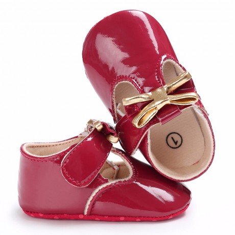 Velcro Moccasins with Bow - Red