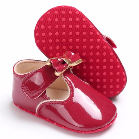 Velcro Moccasins with Bow - Red