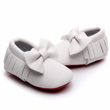 Red Bottom Moccasins  - White