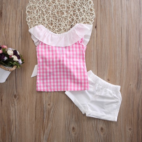 Pink Checkered Outfit With White Bottoms