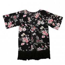 Floral Cover Up - Black/Red