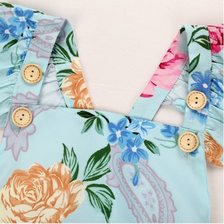 Floral Romper - Blue/Pink