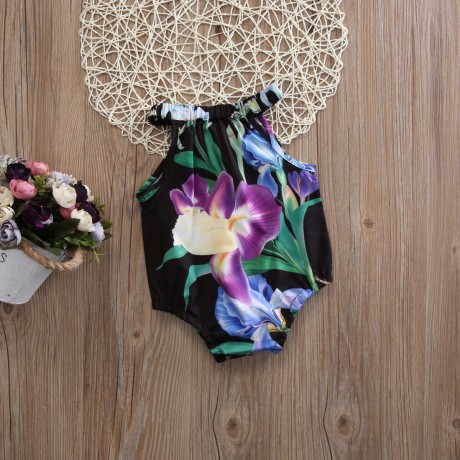 Floral Print - Black and Purple