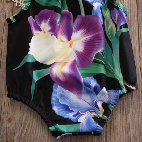 Floral Print - Black and Purple