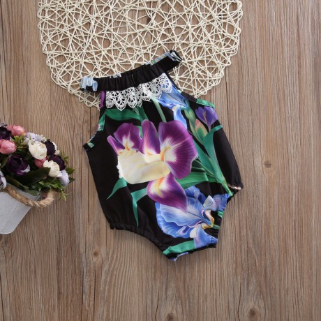 Floral Print - Black and Purple