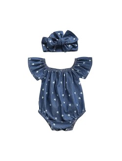 Blue with white hearts and headband