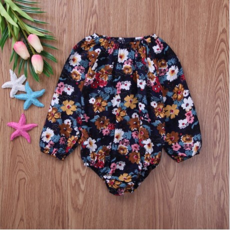 Floral Print Long Sleeve - Black