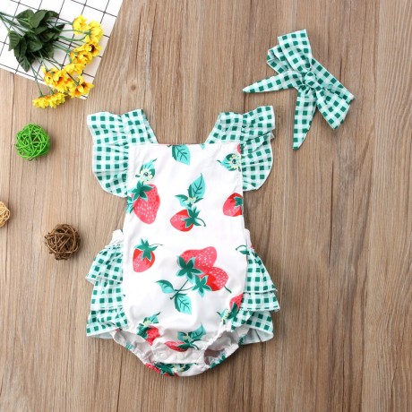 Strawberry Onesie - White/Green