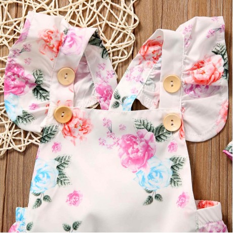 Floral Onesie - White with headband