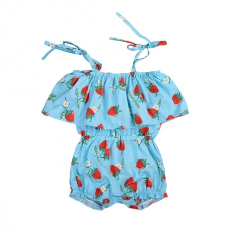 Blue Strawberry Romper