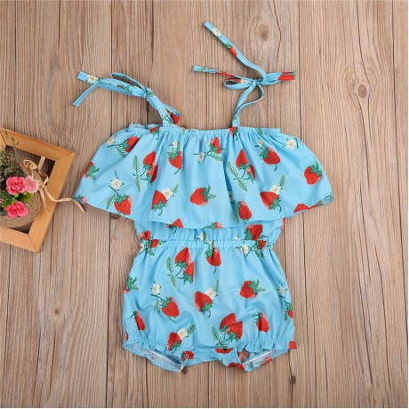 Blue Strawberry Romper