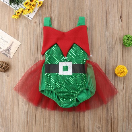 Elf Romper - Green/Red