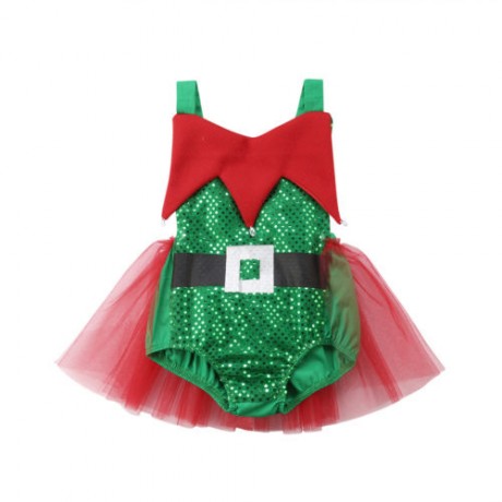 Elf Romper - Green/Red