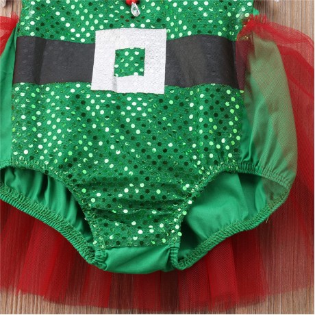 Elf Romper - Green/Red