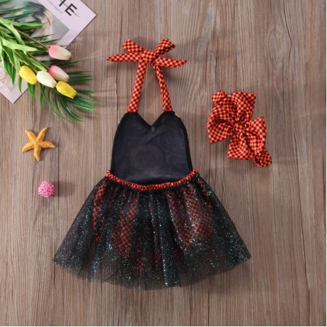 Pumpkin Halloween Romper -  Headband Included