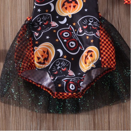 Pumpkin Halloween Romper -  Headband Included