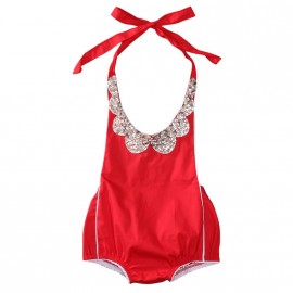 Red Jeweled Romper