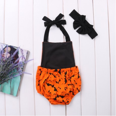 Orange and Black Halloween Romper