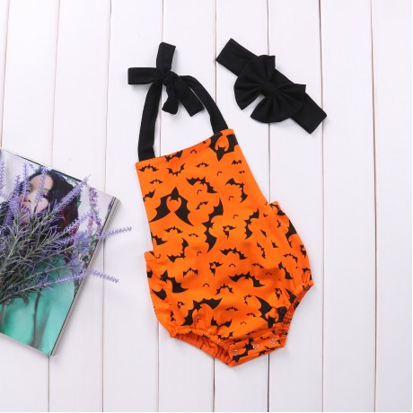 Orange and Black Halloween Romper