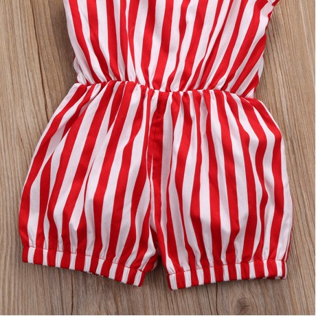 Red and White Striped Romper