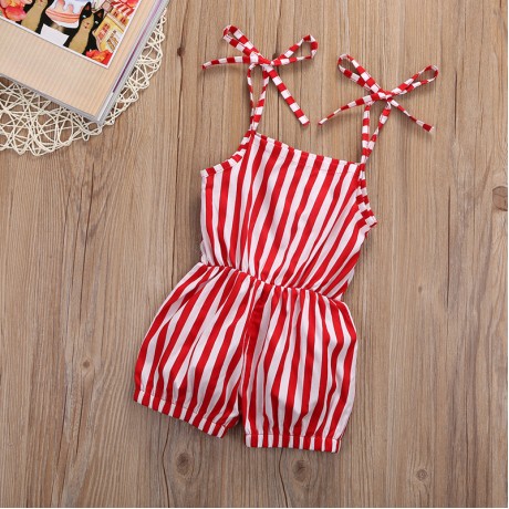 Red and White Striped Romper