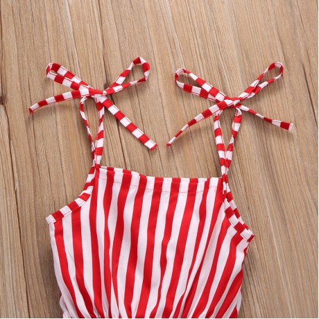 Red and White Striped Romper