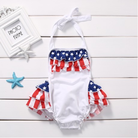 Red, White and Blue Ruffle Romper