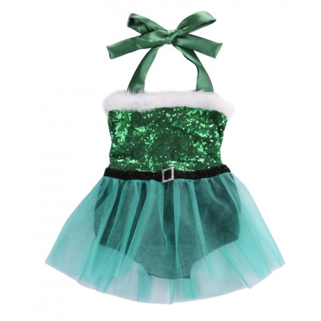 Santa Romper - Green/White