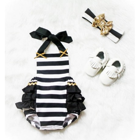 Striped Fall Romper With Headband