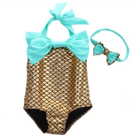 Gold and Teal Mermaid One-Piece
